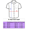 Kép 3/3 - B.Fehér zsebes férfi EXTRA nagyméretű rövid ujjú lenvászon ing mérettáblázata