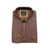 Kép 1/3 - Elegáns nagy XL, 2XL, 3XL, 4XL, 5XL méretű B.Elegant férfi nagyméretű dupla galléros hosszú ujjú ing sötétkék alapon barna mintával. Öltözzön a legújabb trendek szerint extra méretekkel is! Prémium minőségű rugalmas pamut anyagból.Rendeljen online kényelm
