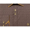 Kép 3/3 - Elegáns nagy XL, 2XL, 3XL, 4XL, 5XL méretű B.Elegant férfi nagyméretű dupla galléros hosszú ujjú ing sötétkék alapon barna mintával. Öltözzön a legújabb trendek szerint extra méretekkel is! Prémium minőségű rugalmas pamut anyagból.Rendeljen online kényelm