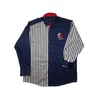 Kép 1/3 - 2XL,3XL,4XL,5XL,6XL extra nagy méretű B.Sailor sötétkék-fehér csíkos férfi hosszú ujjú pamut szatén ing vitorlás hímzett mintával. Kényeztető luxus érzés a mindennapokra.Rendeljen online kényelmesen vagy jöjjön el személyesen üzletünkbe!