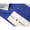 Kép 3/4 - 4XL-11XL Extra nagyméretű alkalmi M.Contrast királykék, fehér pöttyös férfi hosszú ujjú ing, kontrasztos fehér gallérral és mandzsettával.Rendeljen online kényelmesen vagy jöjjön el személyesen üzletünkbe!2
