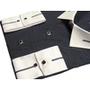 Kép 4/4 - 4XL-11XL Extra nagyméretű alkalmi M.Contrast sötétkék, fehér pöttyös férfi hosszú ujjú ing, kontrasztos fehér gallérral és mandzsettával.Rendeljen online kényelmesen vagy jöjjön el személyesen üzletünkbe!3