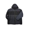 Kép 1/6 - Férfi nagy 3XL-6XL méretű, steppelt bélelt softshell kabát levehető kapucnival, sötétkék színben. Tekintse meg online vagy jöjjön el hozzánk személyesen üzletünkbe.