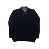 Kép 1/3 - 2XL-6XL nagyméretű sportos elegáns A.Sötétkék zsebes férfi galléros pulóver.Prémium minőségű rugalmas pamut anyagból.Rendeljen kényelemesen online vagy próbálja fel személyesen üzletünkben!1