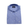 Kép 1/3 - Kiváló minőségű, nagy 3XL-6XL méretű nyári B.Kék csíkos, zsebes férfi rövid ujjú lenvászon ing.Rendeljen online kényelmesen vagy jöjjön el személyesen üzletünkbe!