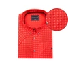 Kép 1/3 - Nagy 2XL,3XL,4XL,5XL,6XL méretű férfi rövid ujjú ing, anyagában mintás vidám piros színű. Prémium minőségű rugalmas pamut anyagból.Rendeljen online kényelmesen vagy jöjjön el személyesen üzletünkbe!