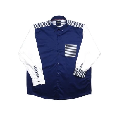 Extra nagy 2XL-6XL méretű B.Marine sötétkék zsebes férfi hosszú ujjú pamut szatén ing. Kényeztető luxus érzés a mindennapokra.Rendeljen online kényelmesen vagy jöjjön el személyesen üzletünkbe!