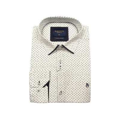 Elegáns XL, 2XL, 3XL, 4XL, 5XL méretű B.Bird férfi nagyméretű dupla galléros hosszú ujjú ing fehér alapon sötétkék mintával. Öltözzön a legújabb trendek szerint extra méretekkel is! Prémium minőségű rugalmas pamut anyagból.Rendeljen online kényelmesen vag