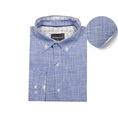 Nagyméretű férfi hosszú ujjú lenvászon ing kék 2XL