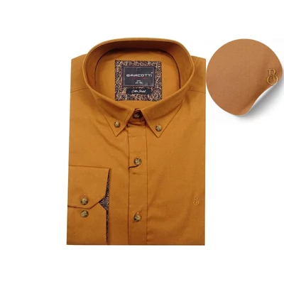 Sportos elegáns nagy 2XL, 3XL, 4XL, 5XL,6XL méretű sienna barna férfi legombolható galléros hosszú ujjú ing. Öltözzön a legújabb trendek szerint extra méretekkel is! Prémium minőségű rugalmas pamut anyagból.Gyors szállítással!