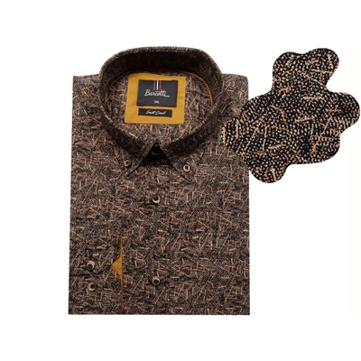 Sportos elegáns férfi nagyméretű B.Sketch barna-fekete modern mintás hosszú ujjú ing. 2XL-6XL méretekben rendelhető online vagy jöjjön el személyesen üzletünkbe!