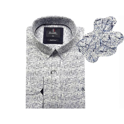 Sportos elegáns férfi nagyméretű B.Sketch sötétkék-fehér modern mintás hosszú ujjú ing. 2XL-6XL méretekben rendelhető online vagy jöjjön el személyesen üzletünkbe!