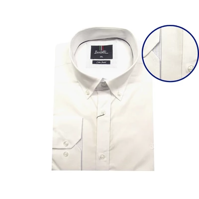 Nagyméretű férfi hosszú ujjú fehér ing 2XL–6XL méretekben,legombolható gallérral