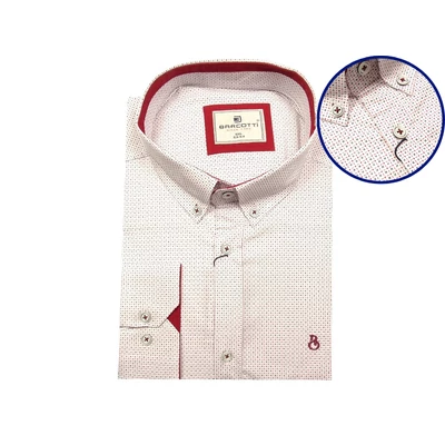 6XL– 9XL Crossline bordó-kék mintás extra nagyméretű férfi hosszú ujjú ing – rugalmas pamut anyagból.