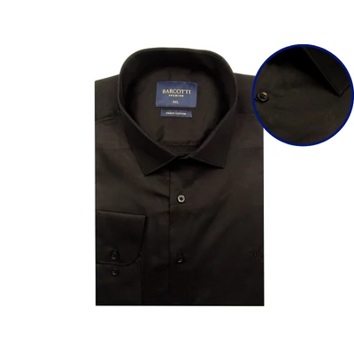 Crystal fekete nagyméretű férfi szatén ing 100% pamut 2XL–6XL méretben