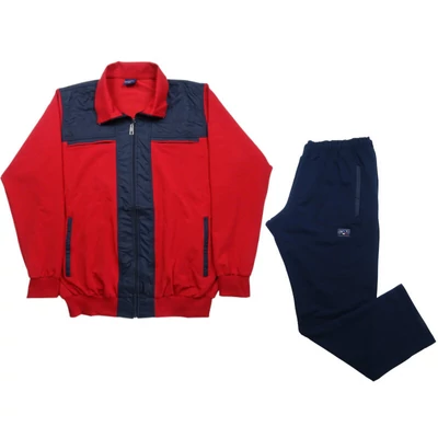Nagy XL-6XL méretű FC.Piros,sötétkék csíkos férfi melegítő szett sok zsebbel, rugalmas pamut anyagból.Rendeljen online kényelmesen vagy jöjjön el hozzánk személyesen!