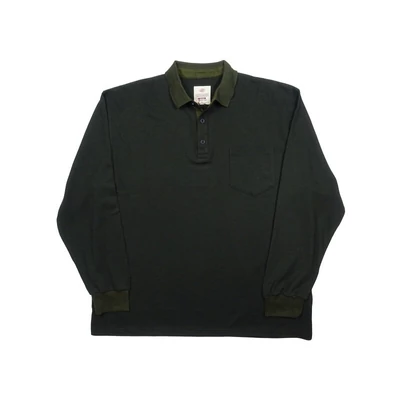3XL-9XL extra nagyméretű keki színű, férfi hosszú ujjú galléros póló mellkas zsebbel.Prémium minőségű rugalmas pamutból.Öltözzön stílusosan extra méretekkel is!Próbálja fel üzletünkben vagy rendeljen online!