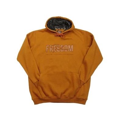 Nagyméretű férfi kenguruzsebes pulóver mustár 2XL