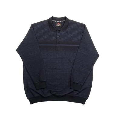 Sportosan elegáns férfi nagy 2XL,3XL,4XL,5XL,6XL méretű A.Modish sötétkék, világoskék mintás galléros pulóver.Prémium minőségű 100% pamutból.Rendeljen kényelemesen online vagy próbálja fel személyesen üzletünkben!1