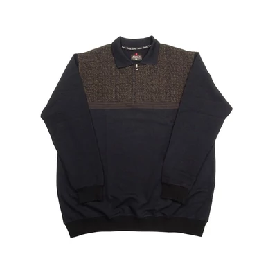 Nagyméretű férfi galléros pulóver Spicy sötétkék barna 2XL