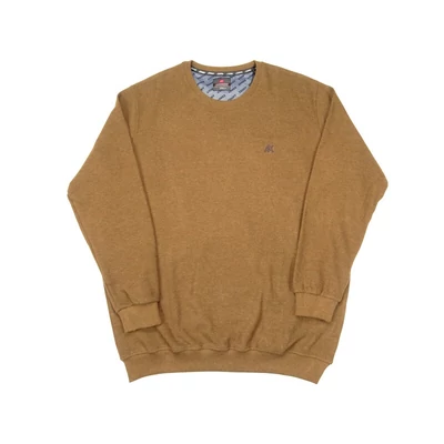 Soft Touch világosbarna nagyméretű férfi pulóver – kényelmes, plüss hatású anyag 2XL–6XL méretben