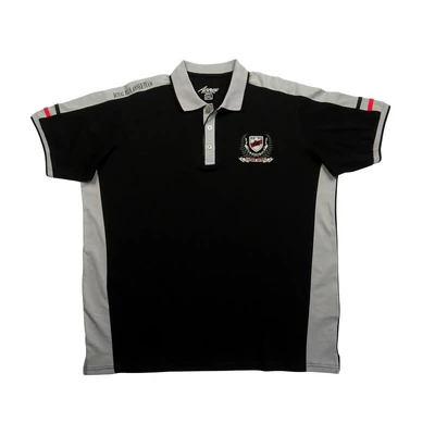 Divatos 2XL-6XL nagyméretű  A.Soccer fekete alapszínű, szürke galléros rövid ujjú nagyméretű galléros piké póló férfiaknak, akár személyes átvétellel vagy vásárolja meg online, pontos mérettáblázatunk segítségével!1