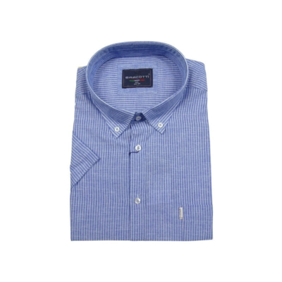 Kiváló minőségű, nagy 3XL-6XL méretű nyári B.Kék vékony csíkos, zsebes férfi rövid ujjú lenvászon ing.Rendeljen online kényelmesen vagy jöjjön el személyesen üzletünkbe!