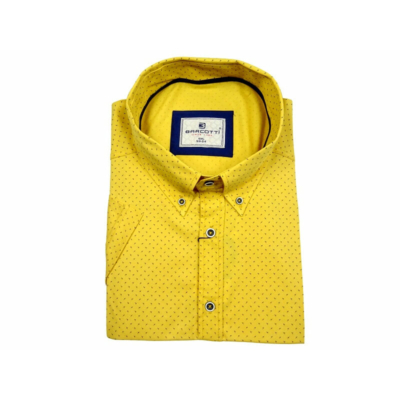 6XL-9XL- B.Sárga mintás férfi EXTRA nagyméretű rövid ujjú ing kiváló minőségű rugalmas pamut anyagból.Rendeljen online kényelmesen vagy jöjjön el személyesen üzletünkbe!