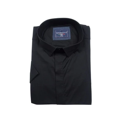 Nagy 2XL-6XL méretű B.Fekete,sima rejtett gombos férfi rövid ujjú ing prémium minőségű rugalmas pamut anyagból.Rendeljen online kényelmesen vagy jöjjön el személyesen üzletünkbe!