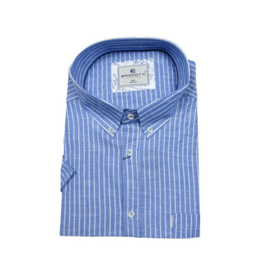 Kiváló minőségű, EXTRA nagy 6XL-9XL méretű nyári B.Kék csíkos, zsebes férfi rövid ujjú lenvászon ing.Rendeljen online kényelmesen vagy jöjjön el személyesen üzletünkbe!