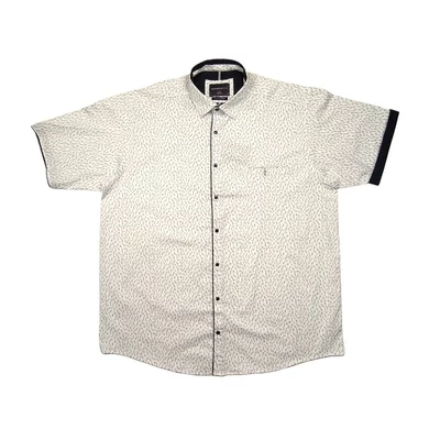 Nagy 2XL-6XL méretű férfi rövid ujjú ing-B.Fehér sötétkék mintás, patentos. Prémium minőségű rugalmas pamut anyagból.Rendeljen online kényelmesen vagy jöjjön el személyesen üzletünkbe!