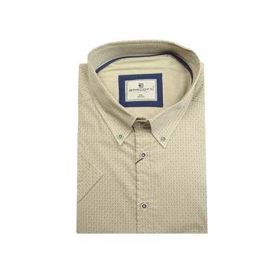 Extra nagyméretű férfi rövid ujjú ing Retro bézs 6XL