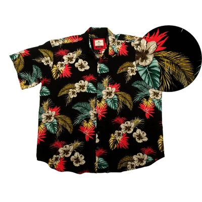 Nyári vékony extra nagyméretű férfi rövid ujjú viszkóz ing 7XL, 8XL, 9XL méretekben. Fekete alapon színes virág mintás, hawaii stílusú.Prémium minőségű 100% viszkózból.Rendeljen online kényelmesen vagy jöjjön el személyesen üzletünkbe!