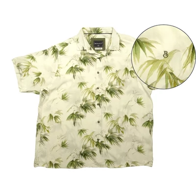 Nyári vékony nagy 2XL,3XL,4XL,5XL,6XL méretű férfi rövid ujjú viszkóz ing törtfehér alapon zöld bambusz mintás.Rendeljen online gyors szállítással vagy jöjjön el személyesen üzletünkbe!