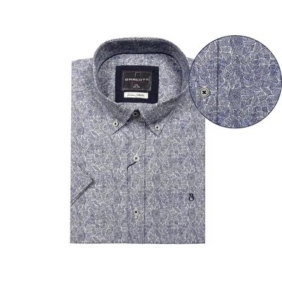 Nyári nagy 2XL,3XL,4XL,5XL,6XL méretű férfi rövid ujjú ing-B.Gin anyagában kék mintás. Prémium minőségű rugalmas pamut anyagból.Rendeljen online kényelmesen vagy jöjjön el személyesen üzletünkbe!