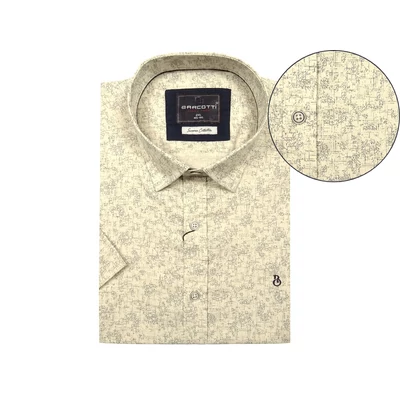 Nyári férfi nagy 2XL,3XL,4XL,5XL,6XL méretű rövid ujjú ing. Bézs színű,anyagában mintás. Prémium minőségű rugalmas pamutból.Rendeljen online kényelmesen vagy jöjjön el személyesen üzletünkbe!