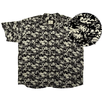 Nyári vékony extra nagyméretű férfi rövid ujjú viszkóz ing 6XL, 7XL, 8XL, 9XL méretekben. Fekete alapon fehér pálmafa mintás, hawaii stílusú.Prémium minőségű 100% viszkózból.Rendeljen online kényelmesen vagy jöjjön el személyesen üzletünkbe!