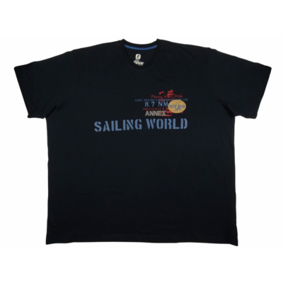 2XL-10XL méretű A.Sailing sötétkék extra nagyméretű férfi rövid ujjú póló nyomott felirattal, 100% prémium pamutból. Rendeljen kényelemesen, gyors szállítással!1