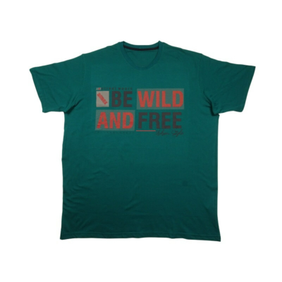 2XL-6XL nagyméretű A.Wild zöld férfi rövid ujjú póló nyomott felirattal, 100% prémium pamutból. Rendeljen kényelemesen, gyors szállítással!1