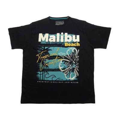 Nagy 2XL-6XL méretű A.Malibu sötétkék színű,férfi rövid ujjú póló divatos felirattal. Prémium minőségű 100% pamutból. Rendeljen online vagy jöjjön el hozzánk személyesen üzletünkbe!1