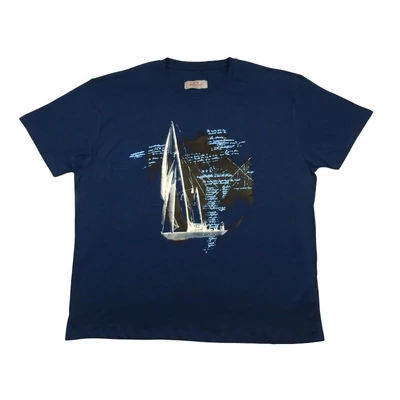 Férfi nagy 3XL,4XL,5XL,6XL méretű P.Vespucci indigó kék rövid ujjú póló, divatos vitorlás mintával, 100% prémium pamutból. Rendeljen kényelemesen, gyors szállítással vagy jöjjön el hozzánk személyesen üzletünkbe!1