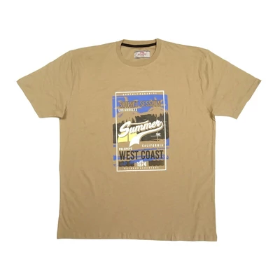 Nyári 3XL,4XL,5XL,6XL-nagyméretű férfi rövid ujjú póló bézs színben, divatos tengerparti mintával. Prémium minőségű 100% pamutból a kényelmes hétköznapokra. Rendeljen online, pár kattintással vagy jöjjön el hozzánk személyesen!1