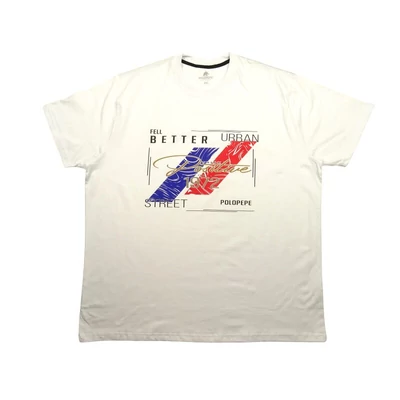 Férfi 3XL,4XL,5XL,6XL-nagy méretű póló fehér színben, inspiráló színes mintával és felirattal. 100% prémium minőségű pamutból. Rendeljen online, pár kattintással vagy jöjjön el hozzánk személyesen!1