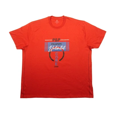 Nyári 3XL,4XL,5XL,6XL-nagyméretű férfi póló. Korall piros színű, színes nyomott mintás és feliratos. 100% prémium minőségű pamutból. Rendeljen online, pár kattintással vagy jöjjön el hozzánk személyesen!1