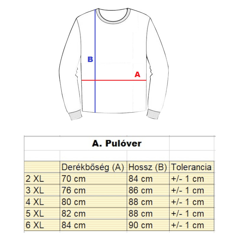 A.Bézs zsebes nagyméretű férfi galléros pulóver mérettáblázata