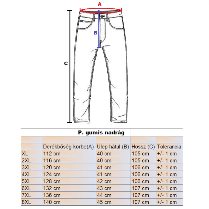 Nagyméretű férfi oldalzsebes jogger farmernadrág 3XL grafit
