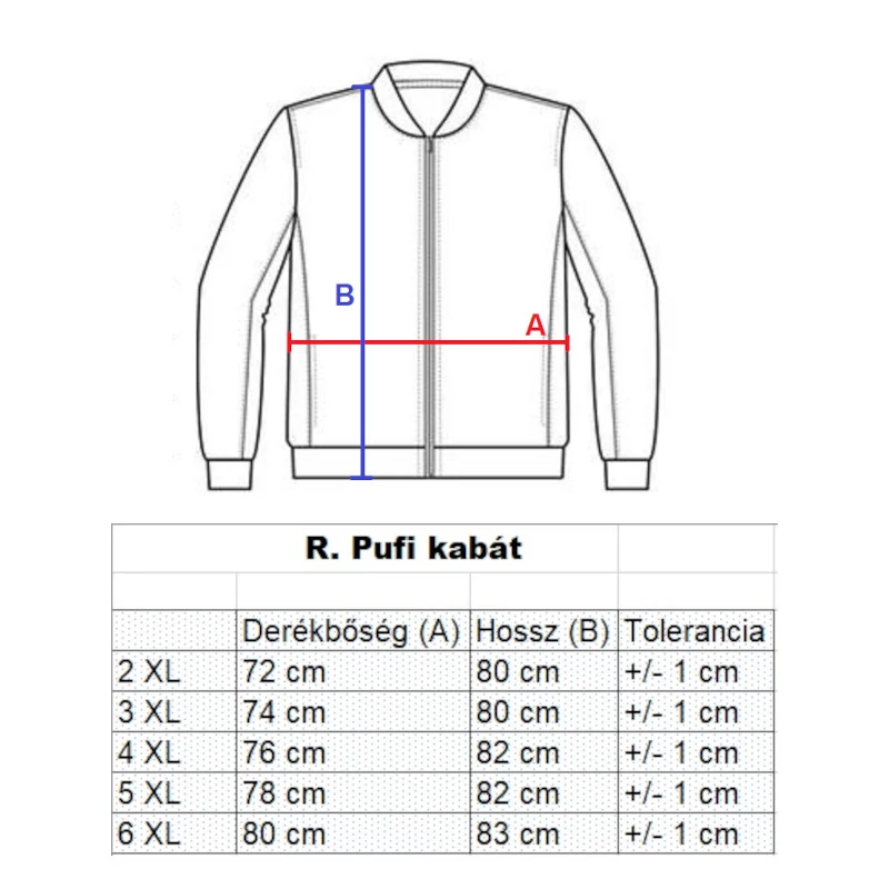 Férfi steppelt kabát 2XL fekete nagyméretű