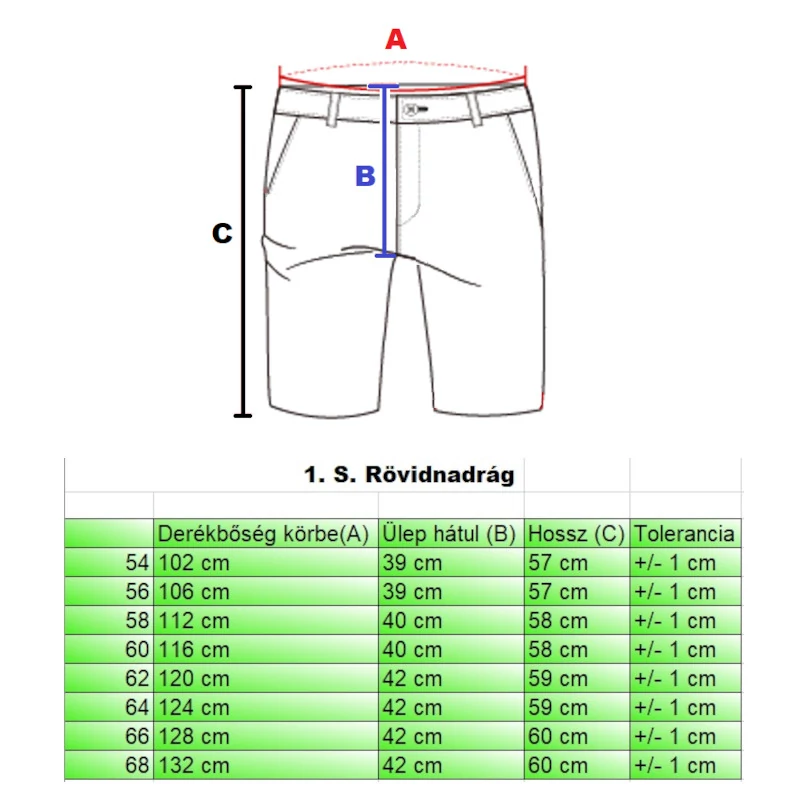 Nagyméretű férfi farmer rövidnadrág (60) Farmer kék farmer