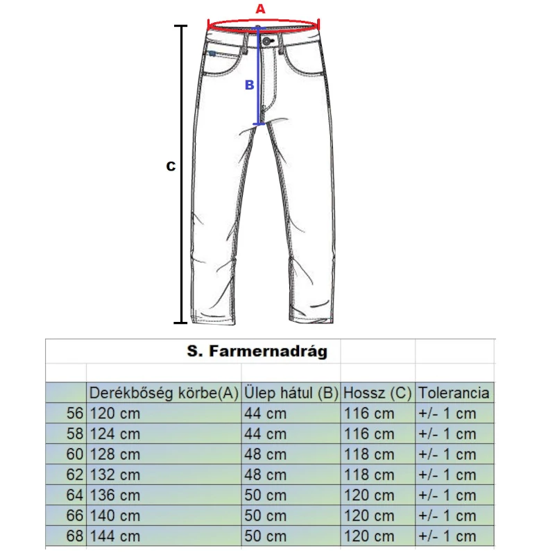 Nagyméretű férfi szakadt farmernadrág 60-as méret kék
