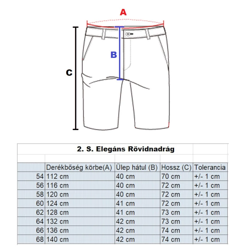 Nagyméretű férfi sötétkék elegáns svédzsebes rövidnadrág 60